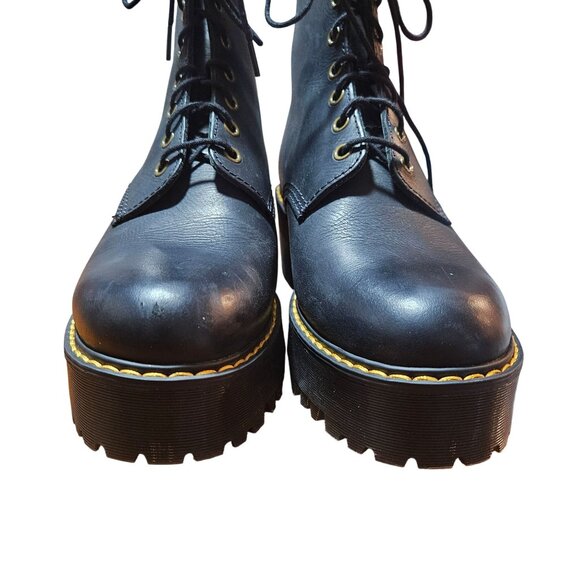 Dr. Martens Shriver Hi Women's Chunky Black Leather Boots SZ 10 Femininity but T - Picture 15 of 16